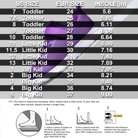 Kids Dark Purple Lightweight Breathable Athletic Running Tennis Fitness Sneakers - Picture 2 of 6